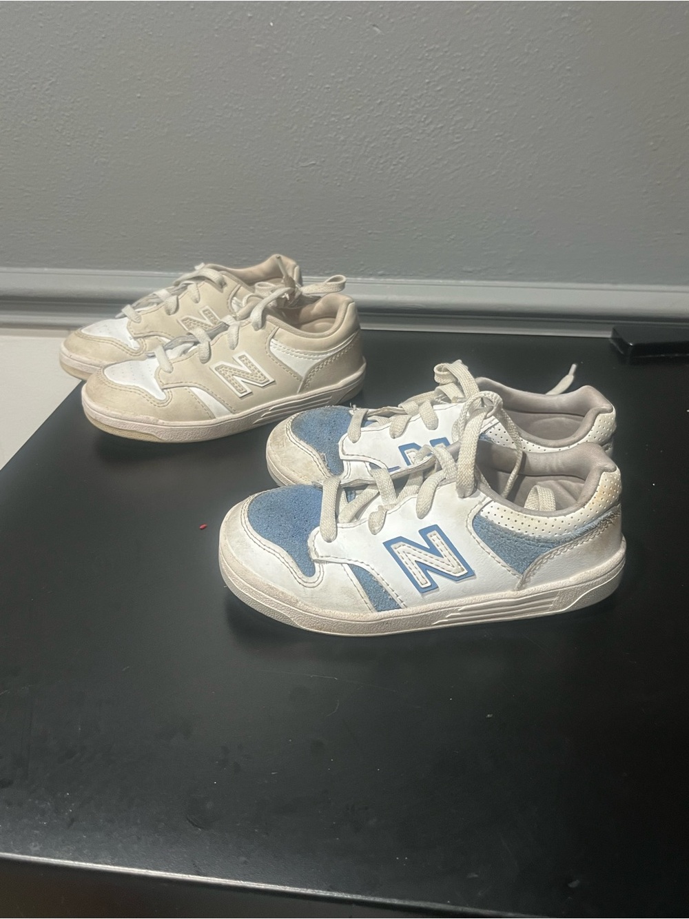 New Balance Kids' Sneakers in White and Blue Suede Accents